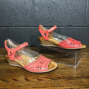 Earth Ibiza Coral Leather Wedge Sandals Women’s Size 8 Comfort Ankle Strap